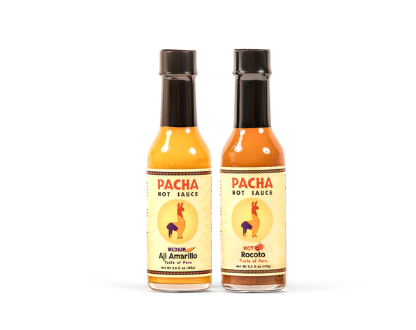 Pacha Hot Sauce - Aji Amarillo and Rocoto 5 Oz. Bottles (Combo Pack of 2)